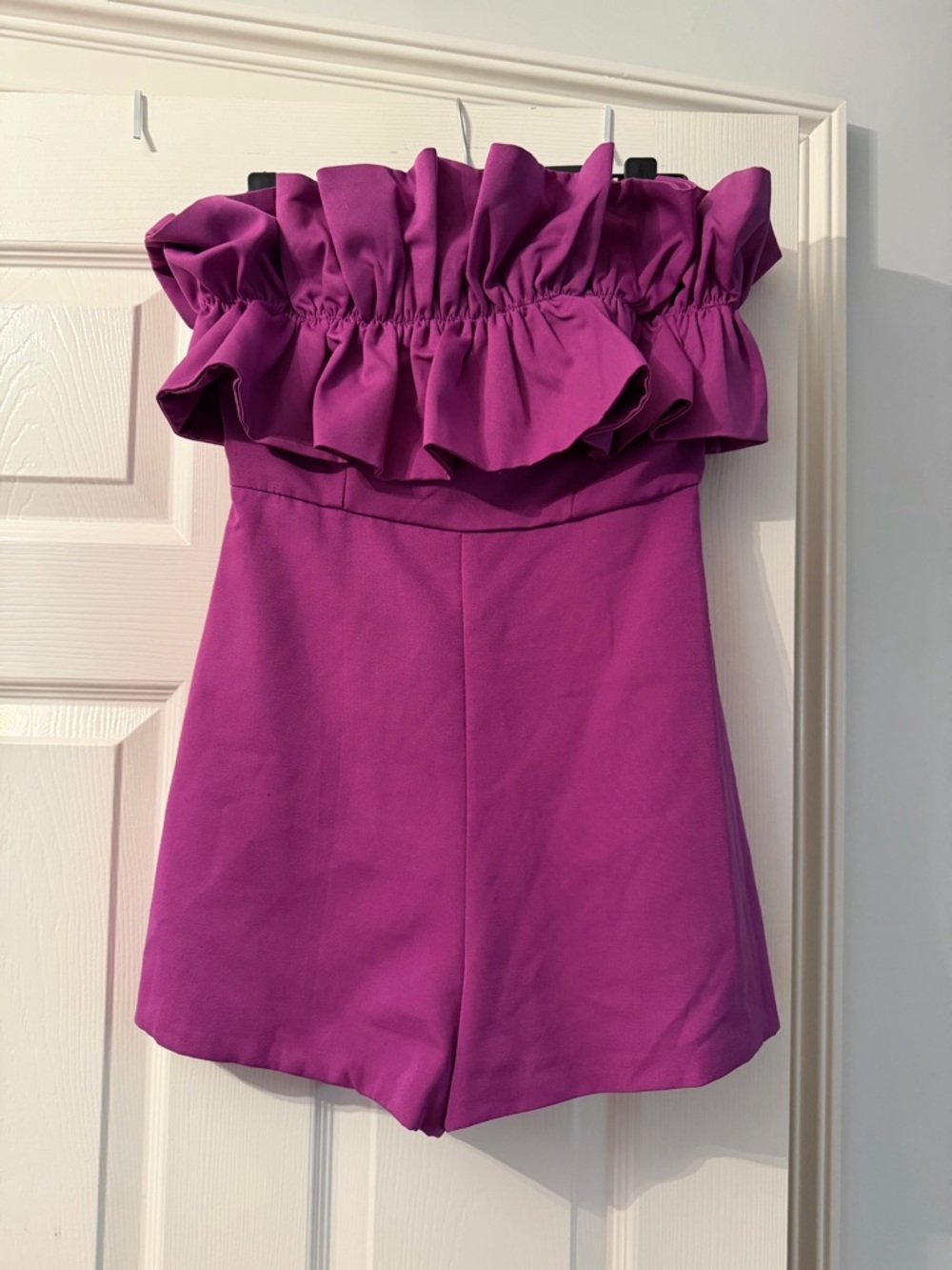 DO+BE Bright Magenta Strapless Romper with Ruffle Detail